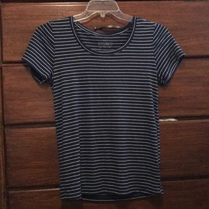 Navy with white strip scoop neck